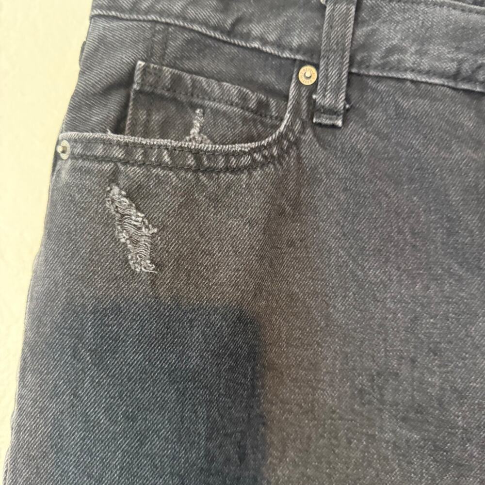 OLD NAVY DISTRESS HIGH RISE SLOUCHY CURVY STRAIGHT BLACK JEANS 14T Black - Picture 8 of 10